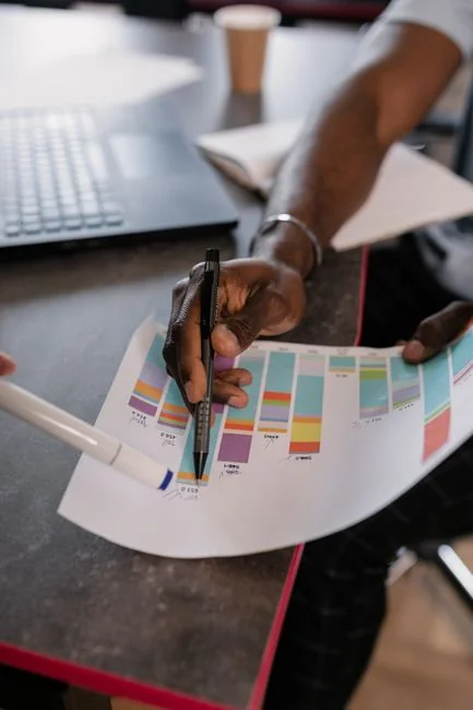 digital A marketing strategy document laid out on a desk, highlighting the essentials of business planning.
